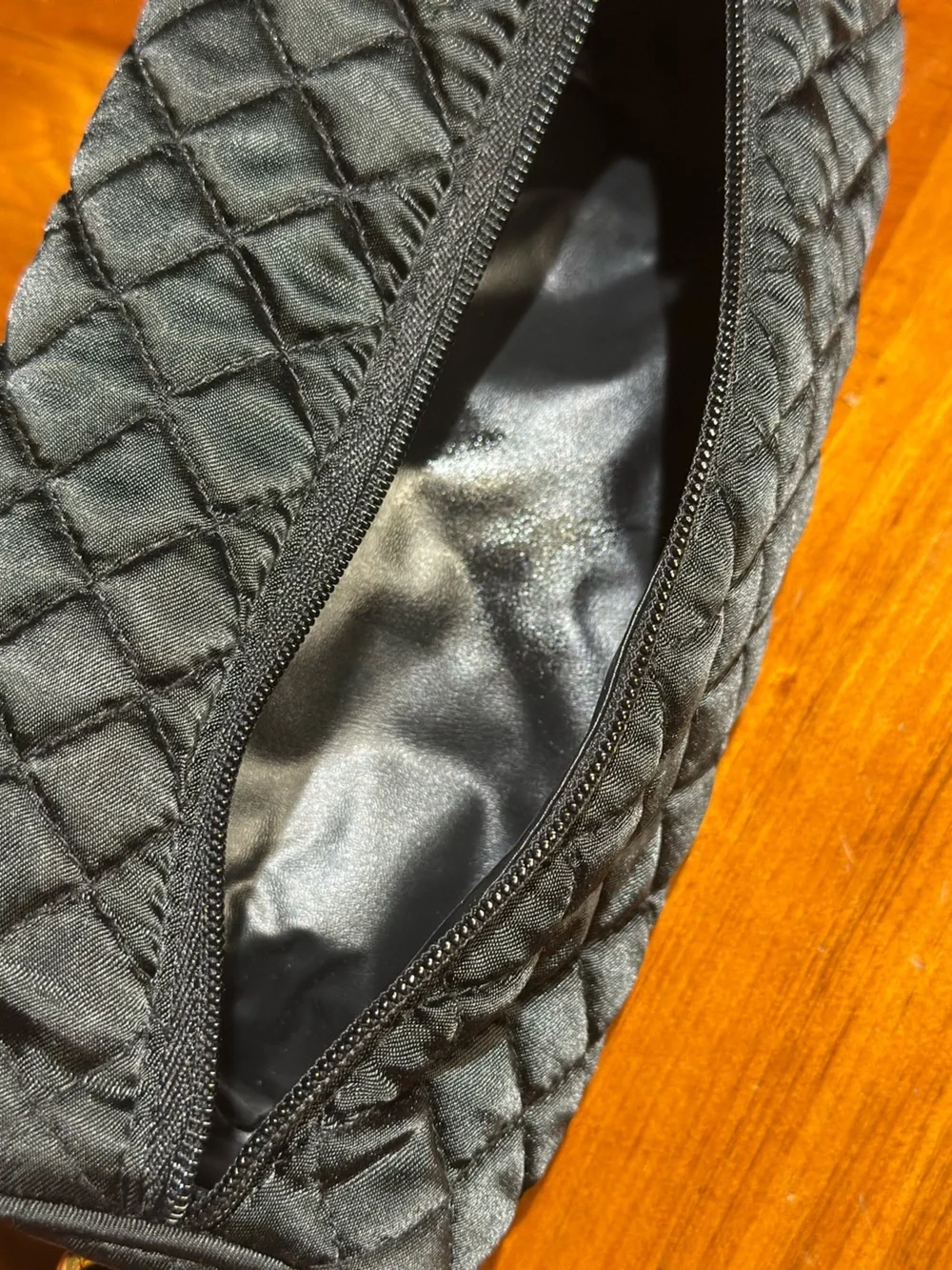 Quilted Black Wristlet with Gold Chain